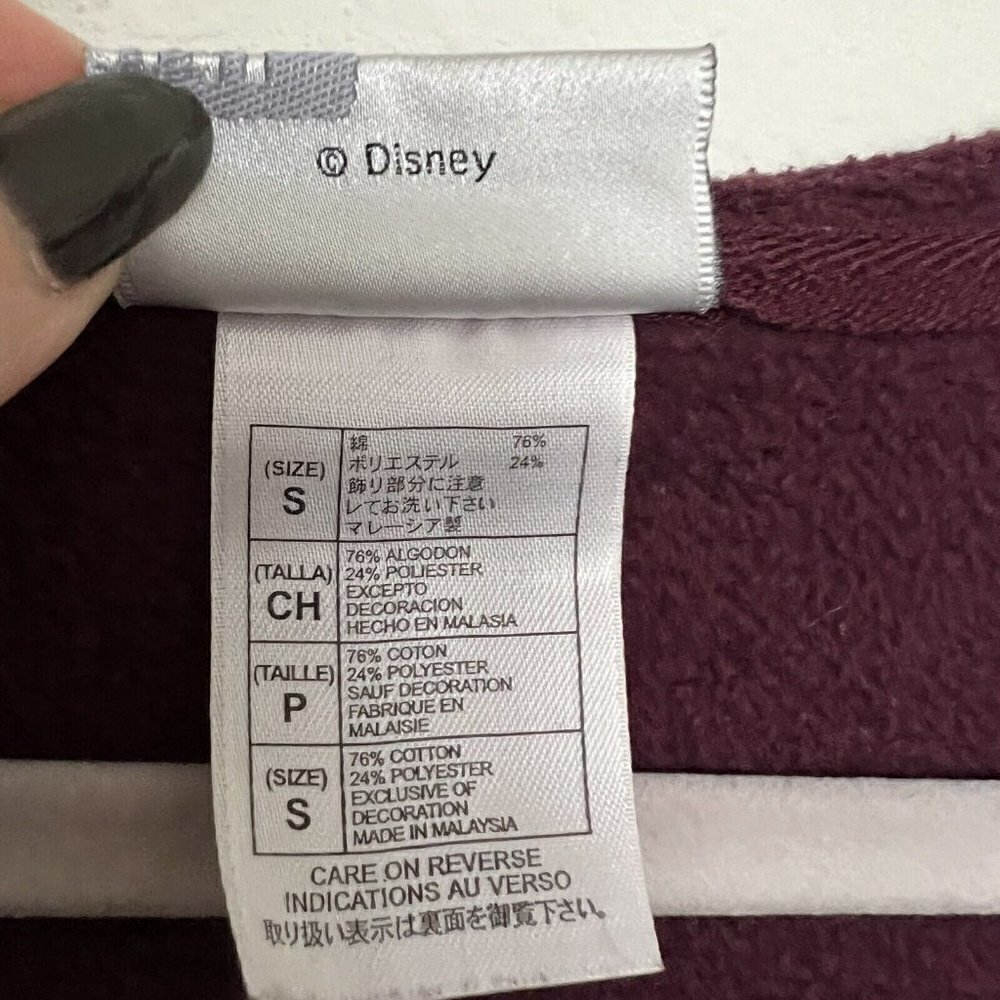 DISNEYLAND Vintage Tinker bell Hoodie Sweatshirt Skulls Embroidered Purple SMALL - Picture 11 of 12